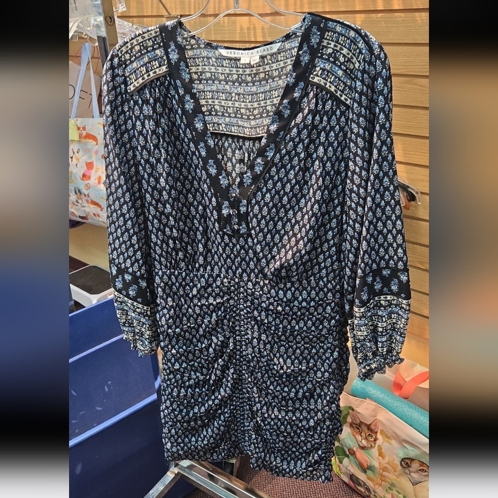 Veronica Beard Black and Blue Mini Dress